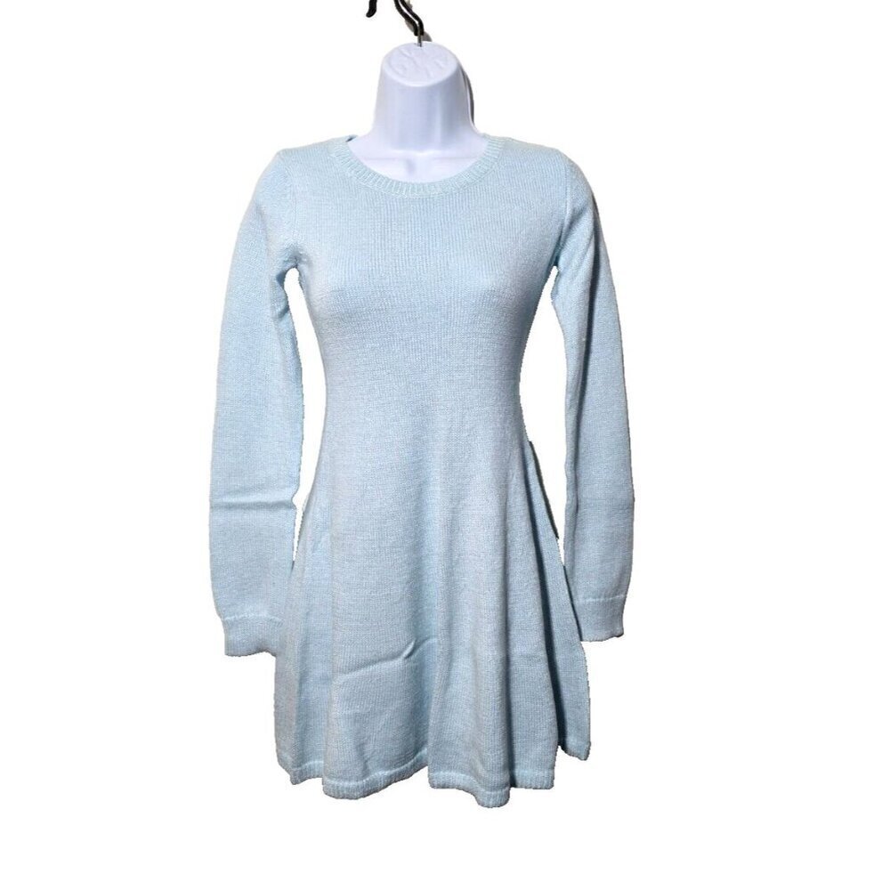 Abercrombie Kids Sweater Dress 13/14 Metallic Blue long Sleeve Pullover Casual